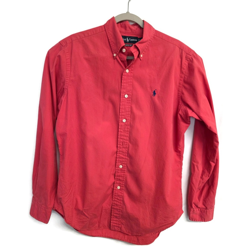 Polo Ralph Lauren Mens Classic Fit Button Down Shirt Salmon Pink Size M